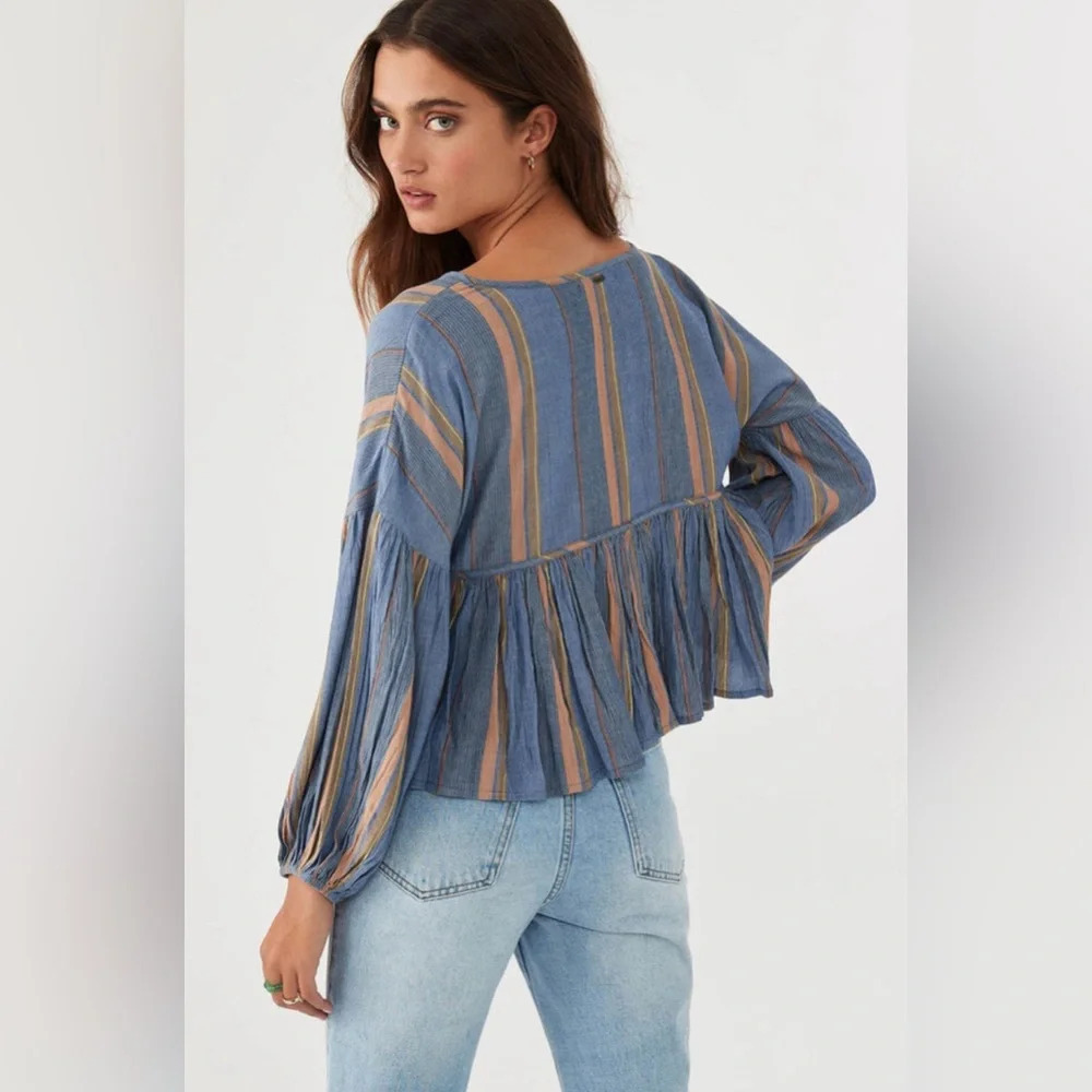 O'Neill | Women's Rosie Stripe Top Moss Green blue - Size XS - Picture 2 of 8